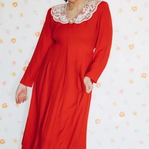 Vintage 80’s Red Collared Dress